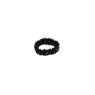 HAND-CARVED WOODEN BRACELET - BLACK WITH RAINBOW ACCENTS